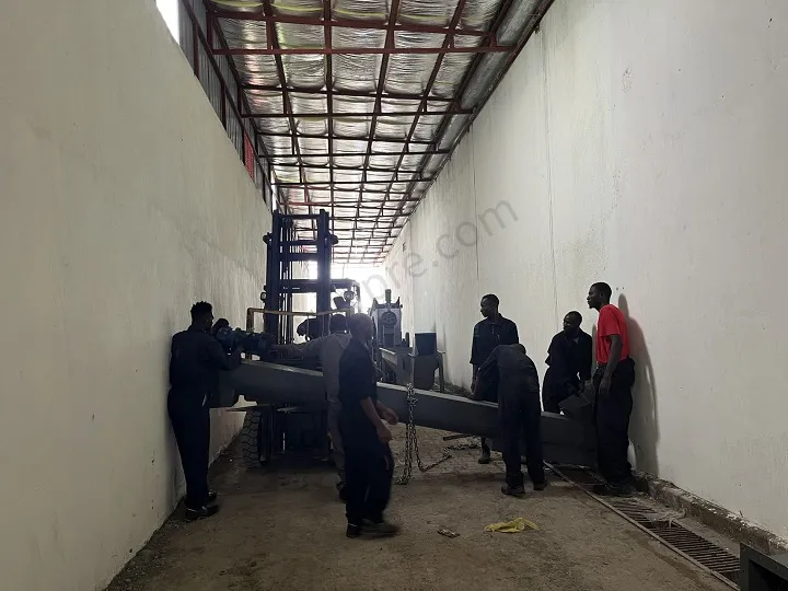 South Sudanese workers are installing PET bottle recycling line